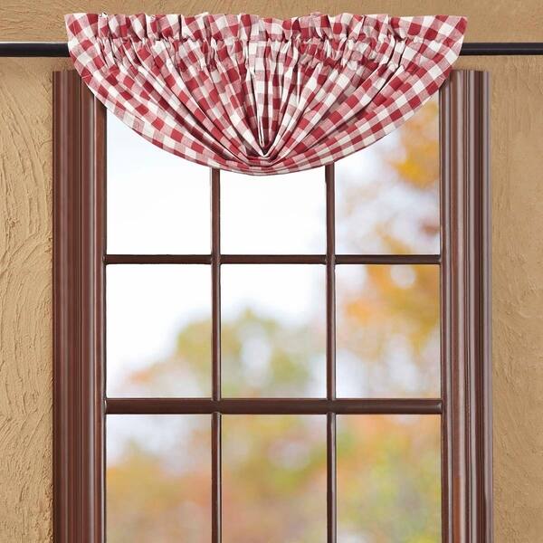 Shop Red Farmhouse Kitchen Curtains Vhc Buffalo Check Balloon