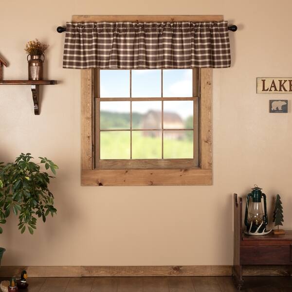 Shop Brown Rustic Kitchen Curtains Vhc Rory Valance Rod Pocket