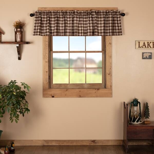 Shop Brown Rustic Kitchen Curtains Vhc Rory Valance Rod Pocket