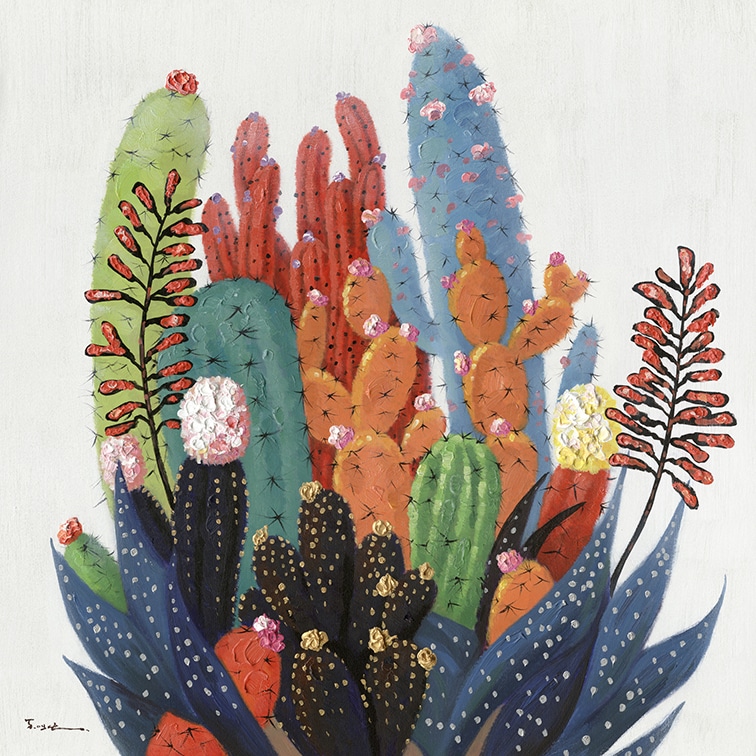 Shop 40 Colorful Cactus Oil Painting Wall Decor Overstock