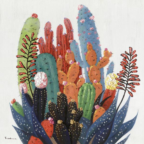 Shop 40 Colorful Cactus Oil Painting Wall Decor Overstock