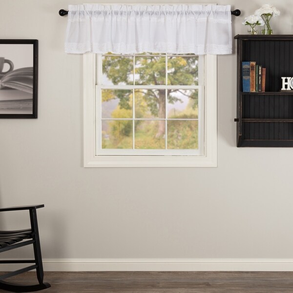 Home White Ruffled Sheer White Swag Pair Classic Country Farmhouse