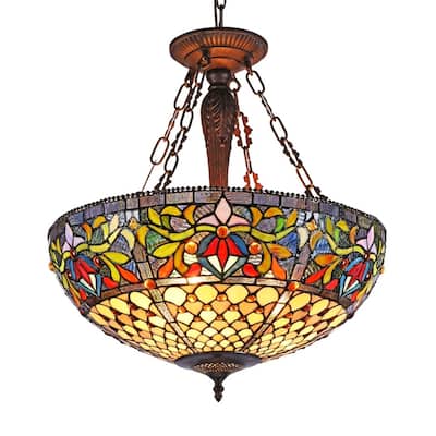 Chloe Fallon Collection Tiffany Style 3-light Dark Antique Bronze Inverted Pendant