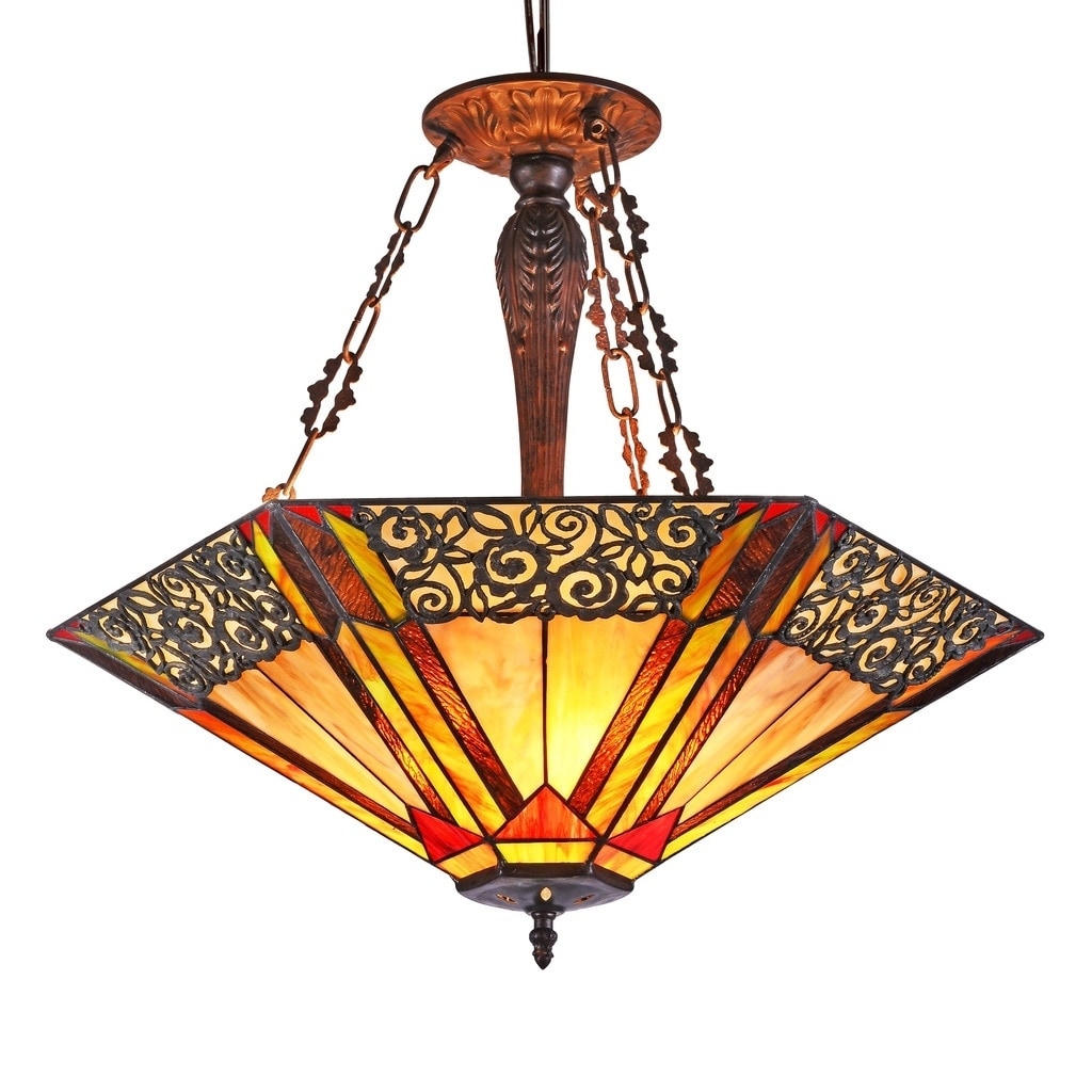 Evelyn Tiffany Style 3-light Dark Antique Bronze Pendant