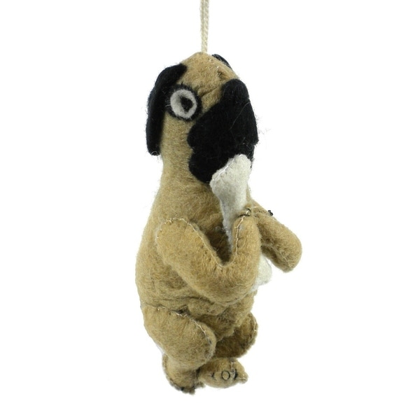 Handmade Felt Pug Dog Ornament (Kyrgyzstan)