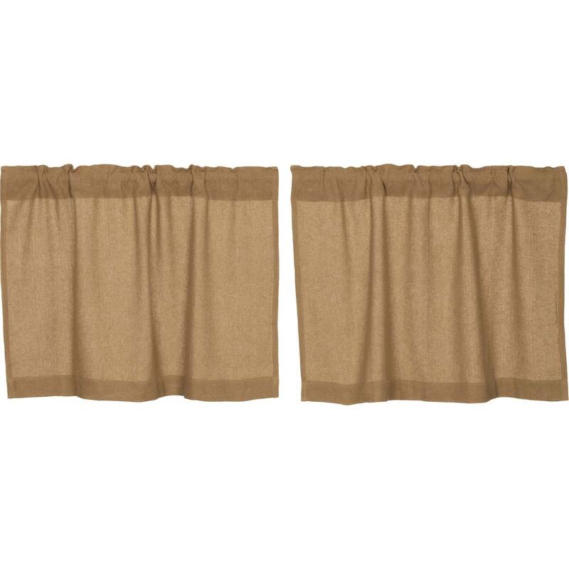 Farmhouse Kitchen Curtains VHC Cotton Burlap Tier Pair Rod Pocket Solid Color