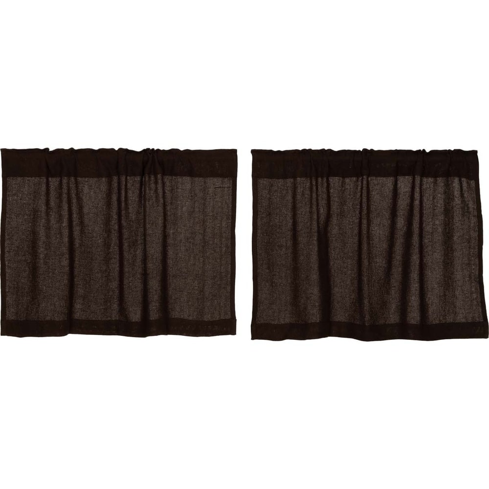 Farmhouse Kitchen Curtains VHC Cotton Burlap Tier Pair Rod Pocket Solid Color