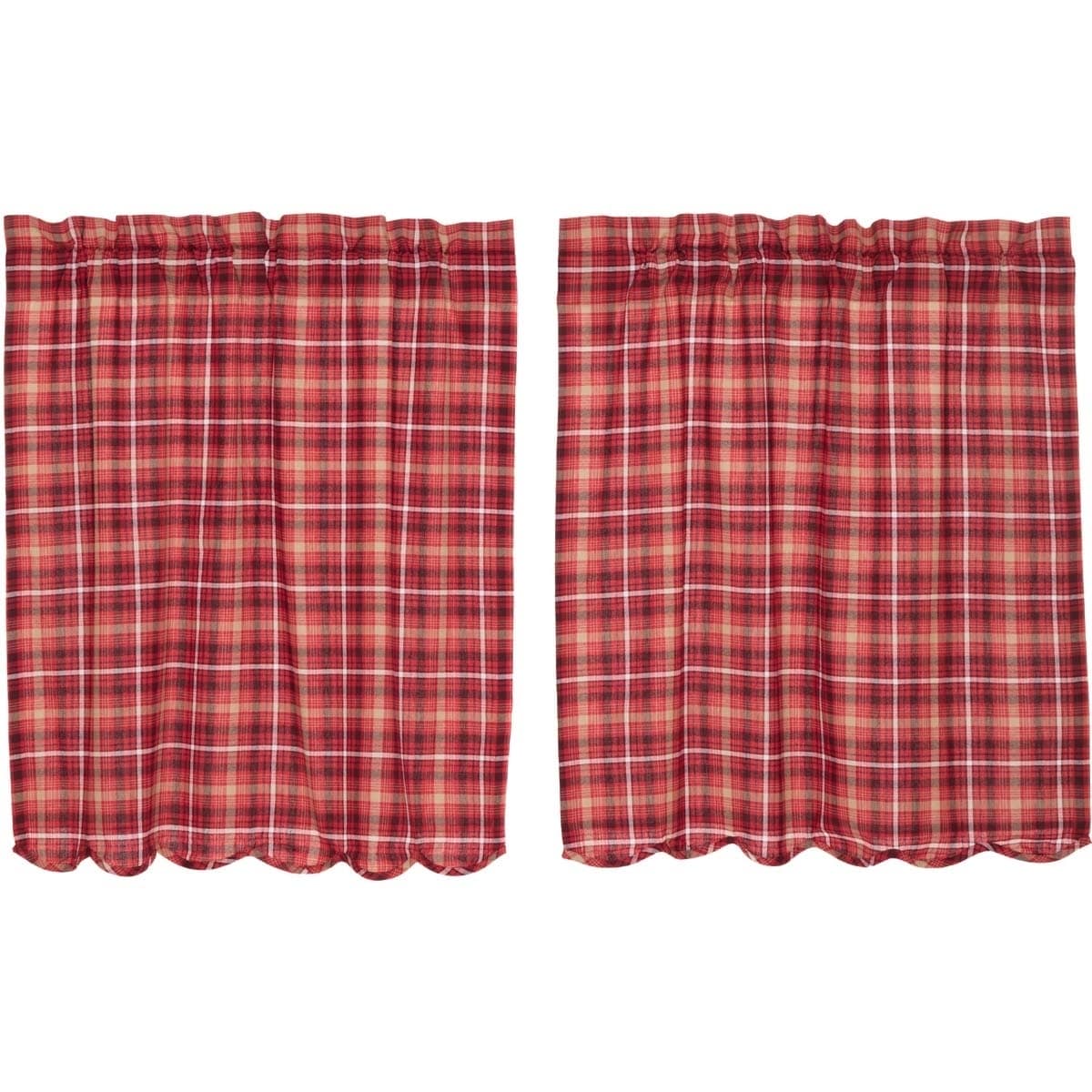 Shop Black Friday Deals On Red Rustic Kitchen Curtains Vhc Braxton Tier Pair Rod Pocket Cotton Plaid Overstock 17926208
