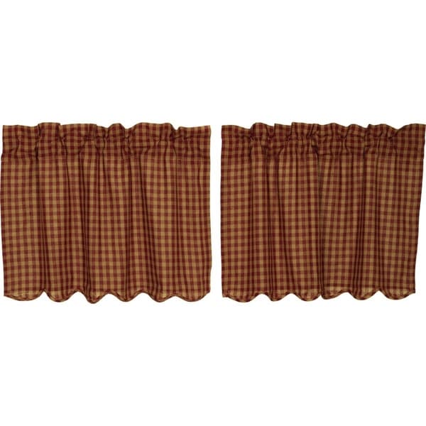 Primitive Kitchen Curtains VHC Check Tier Pair Rod Pocket Cotton