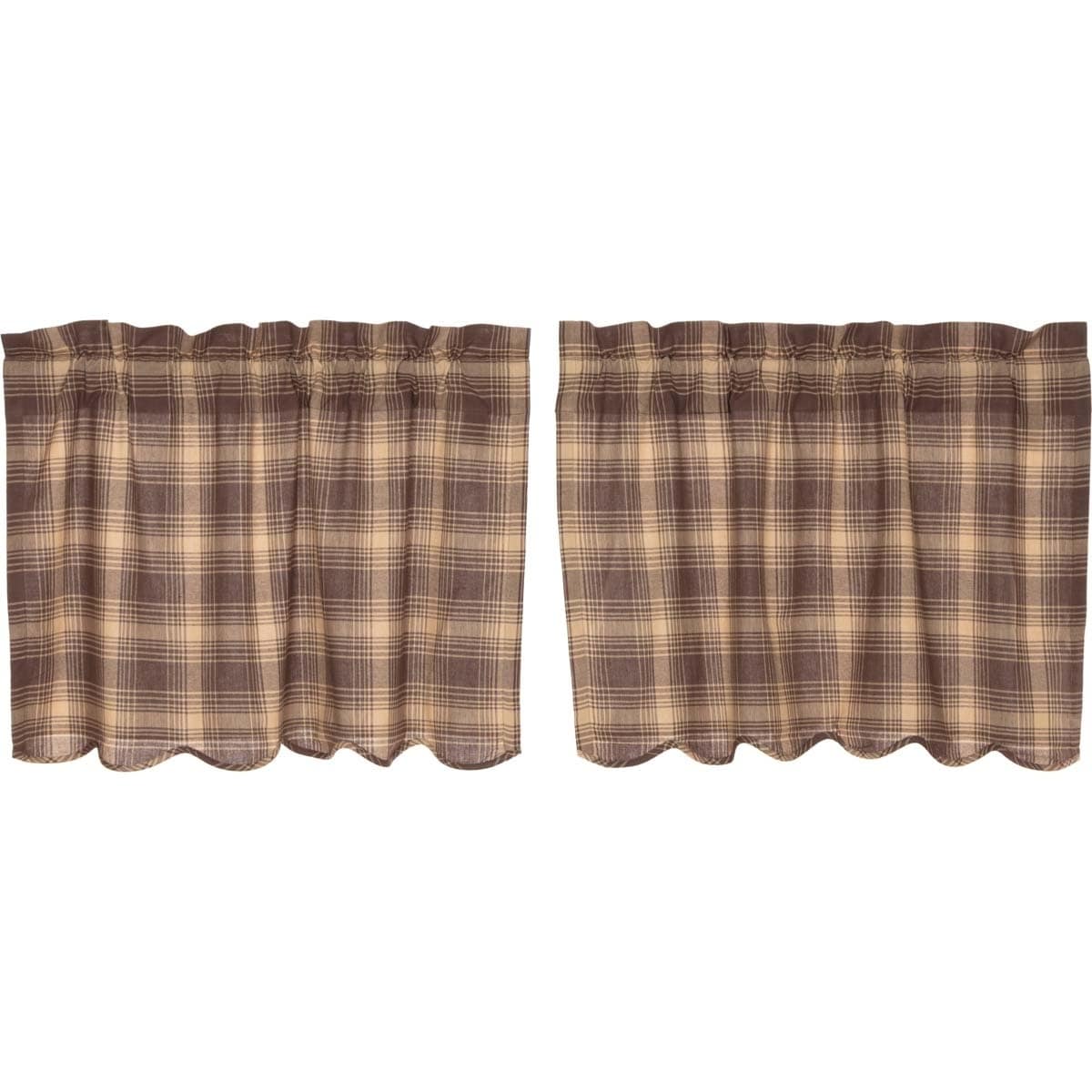 TARTAN RED PLAID Swag Set Lined Country Plaid Cotton Rustic Cabin Lodge VHC
