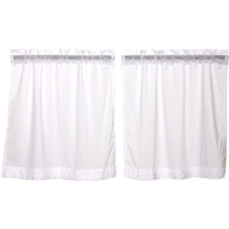 White Ruffled Sheer Tier Set of 2