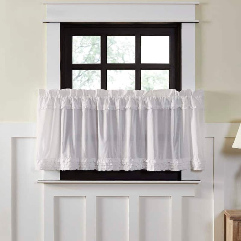 White Ruffled Sheer Tier Set of 2 - 24x36