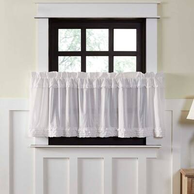 White Ruffled Sheer Tier Set of 2