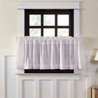 WHITE RUFFLED SHEER VALANCE CURTAIN 16X90 Country Cottage Shabby Chic 