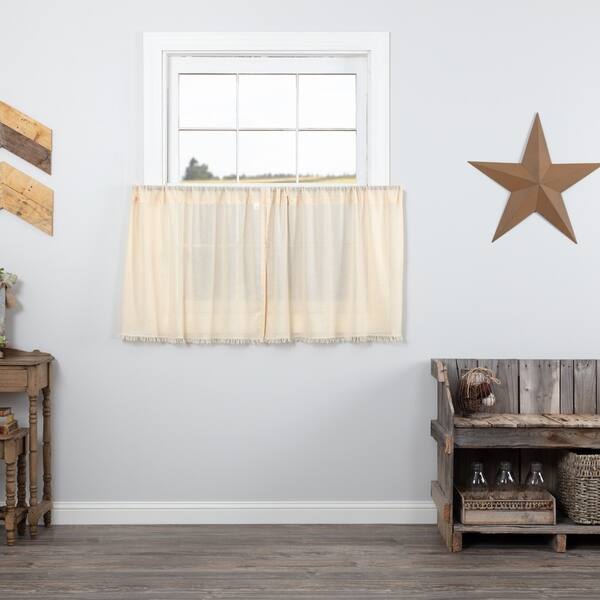 Shop Farmhouse Kitchen Curtains Vhc Tobacco Cloth Tier Pair Rod