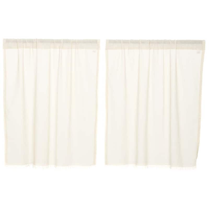 Farmhouse Kitchen Curtains VHC Tobacco Cloth Tier Pair Rod Pocket Cotton Solid Color Tobacco Cloth