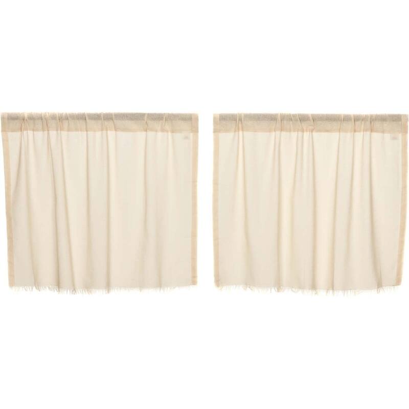Farmhouse Kitchen Curtains VHC Tobacco Cloth Tier Pair Rod Pocket Cotton Solid Color Tobacco Cloth