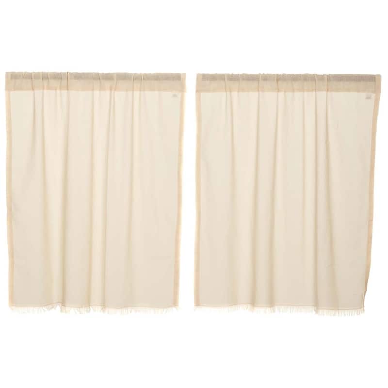 Farmhouse Kitchen Curtains VHC Tobacco Cloth Tier Pair Rod Pocket Cotton Solid Color Tobacco Cloth