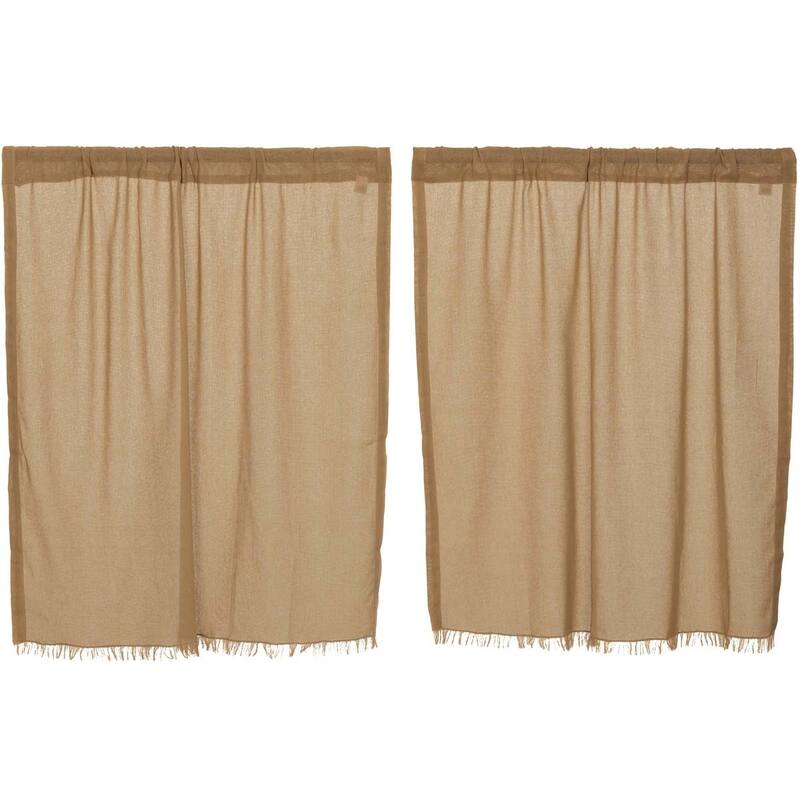 Farmhouse Kitchen Curtains VHC Tobacco Cloth Tier Pair Rod Pocket Cotton Solid Color Tobacco Cloth