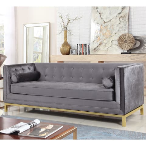 Chic Home Evie Club Sofa Tufted Velvet Plush Cushion Couch