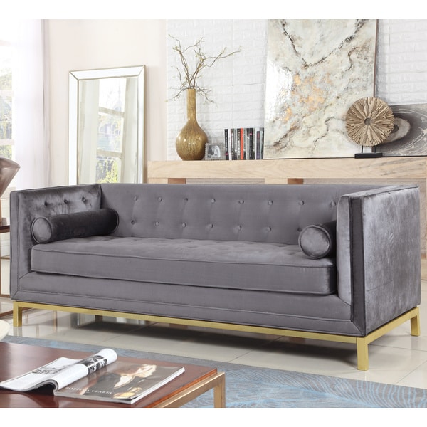 Chic Home Evie Club Sofa Tufted Velvet Plush Cushion Couch. Opens flyout.