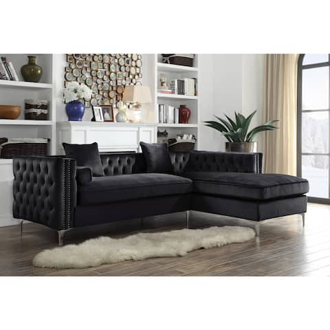 Chic Home Monet Velvet Button-tufted Right-facing Sectional Sofa