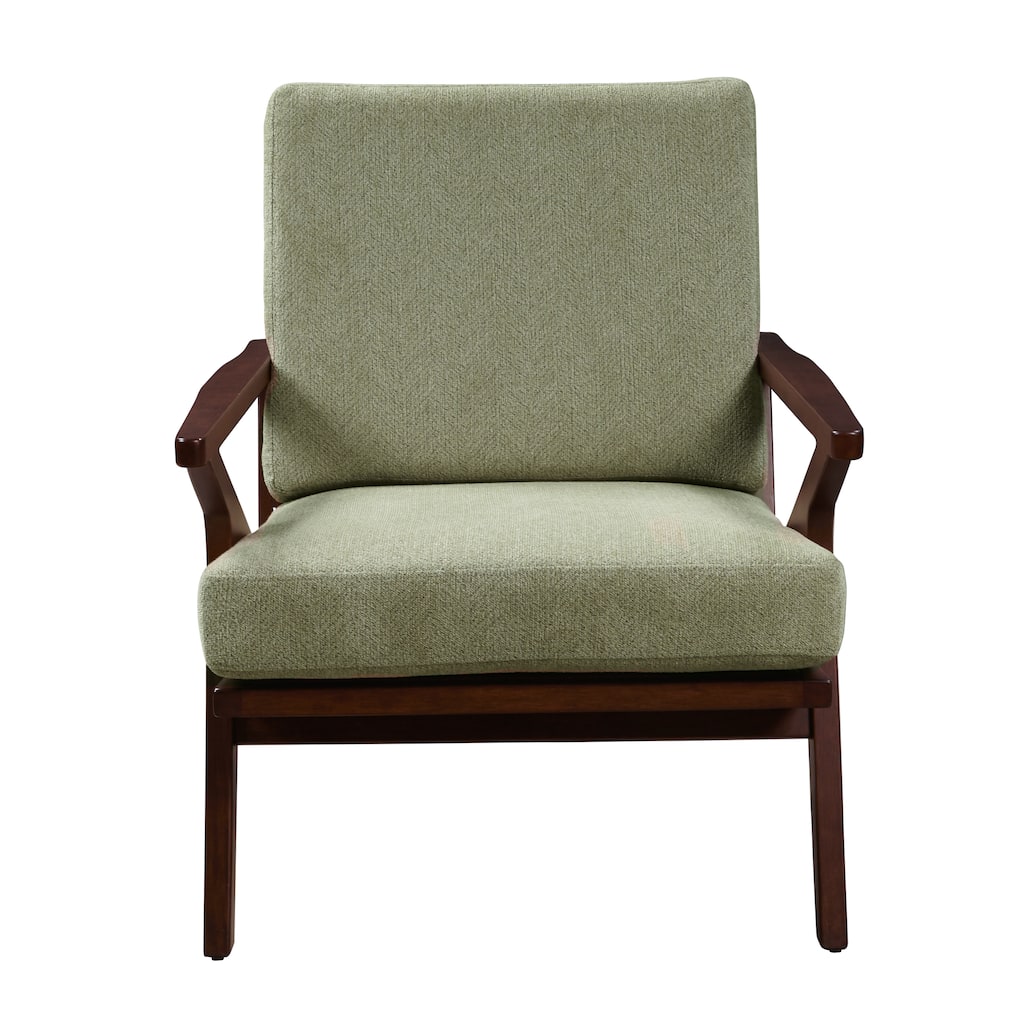 Mid Century Sage Green Wood Accent Arm Chair
