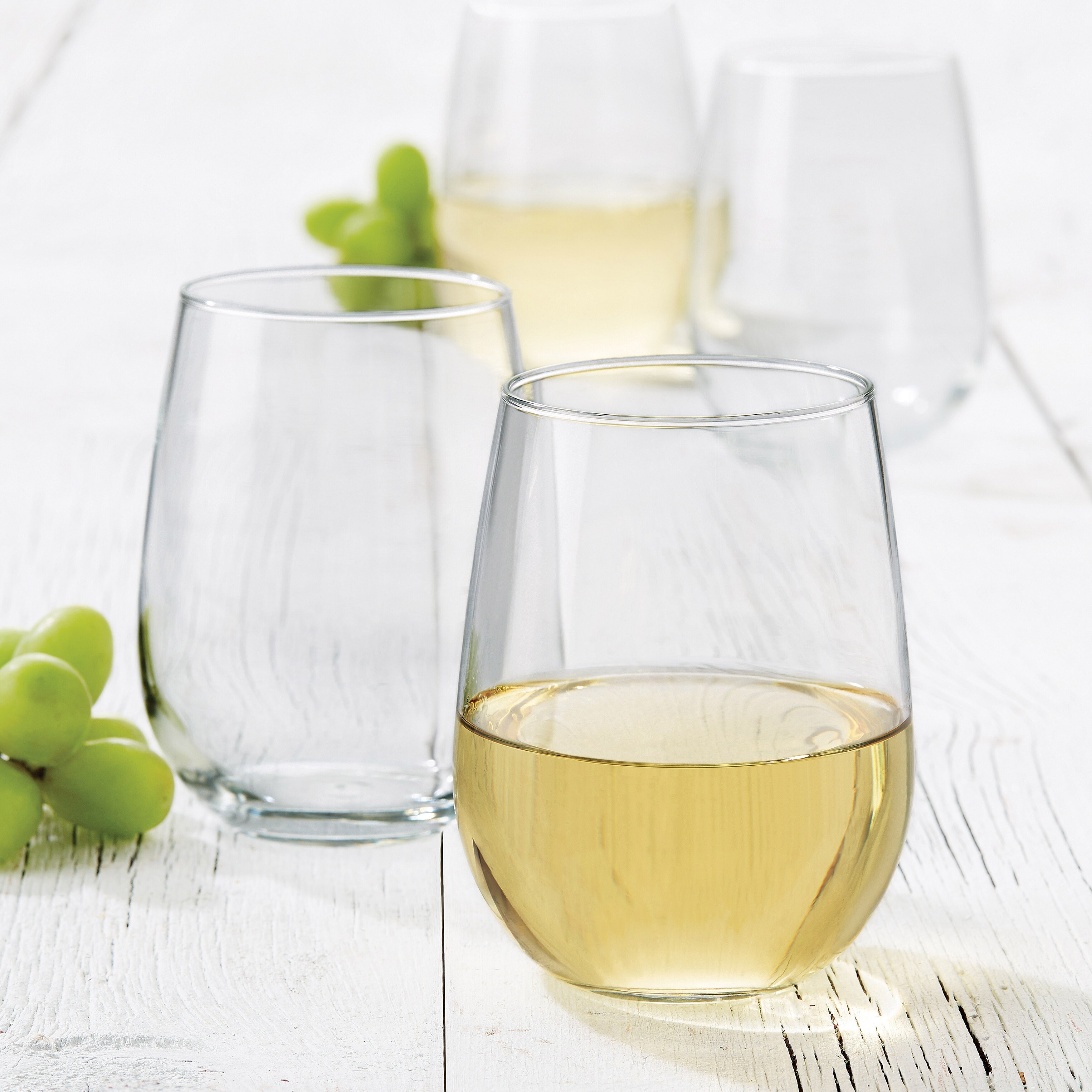 Libbey Vina Stemless White Wine Glasses Set Of 4 Clear Ebay 