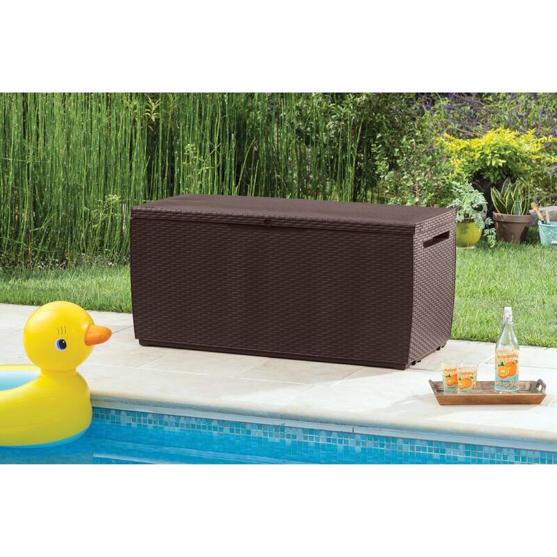 Keter Capri 80 Gallon Large Resin Deck Box Storage For Lawn Patio Furniture, Tools and Accessories