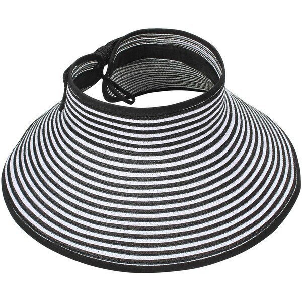 Nature Simplicity Womens Wide Brim Roll-up Foldable Straw Sun Visor Hat