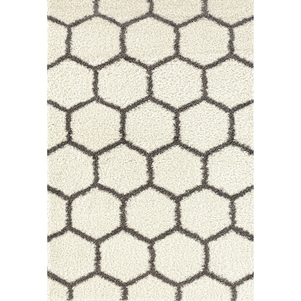 Geometric Honeycomb Shag Area Rug - 7'10" x 10'