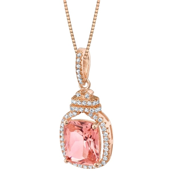 Oravo Simulated Morganite Rose-Tone Sterling Silver Glitz Pendant Necklace - Pink. Opens flyout.