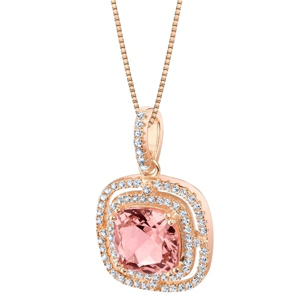 Oravo Simulated Morganite Rose-Tone Sterling Silver Glisten Pendant - Pink. Opens flyout.