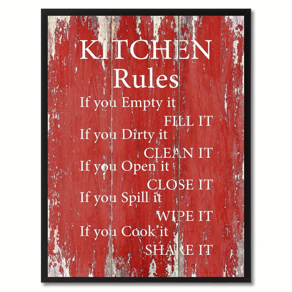 Kitchen Rules Saying Canvas Print Picture Frame Home Decor Wall Art Gifts