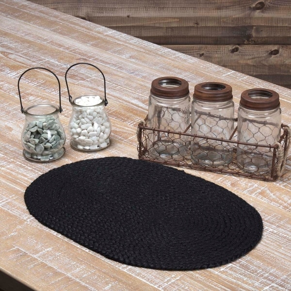 Black Jute Oval Placemat Set of 6 Overstock 17931372