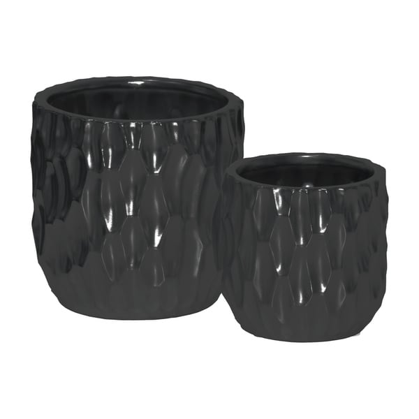 UTC45904 Ceramic Pot Matte Finish Black - Overstock - 17931613