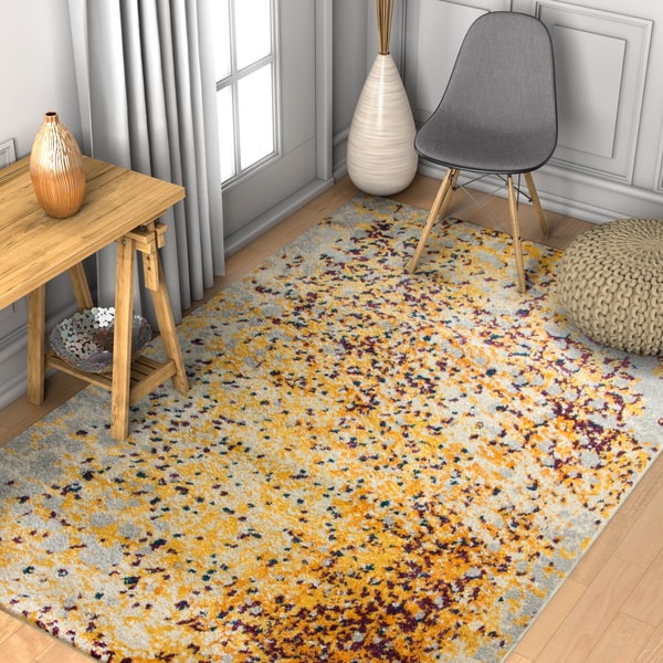 Well Woven Abstract Modern Yellow Area Rug 7 10 X 6 Well Woven Abstract Modern Yellow Area Rug 7 X27 10