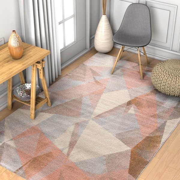 Well Woven Prisma Triangle Modern Geometric Tranquil Pink Area Rug - 7'10" x 10'6"