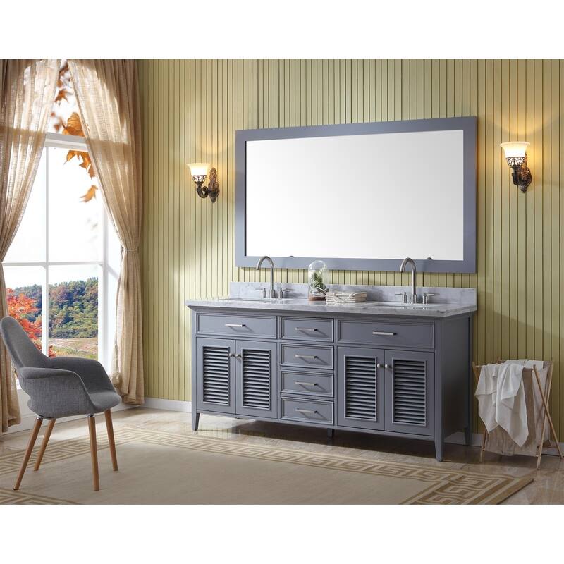 Ariel Kensington 73 In. Double Sink Vanity in Grey II