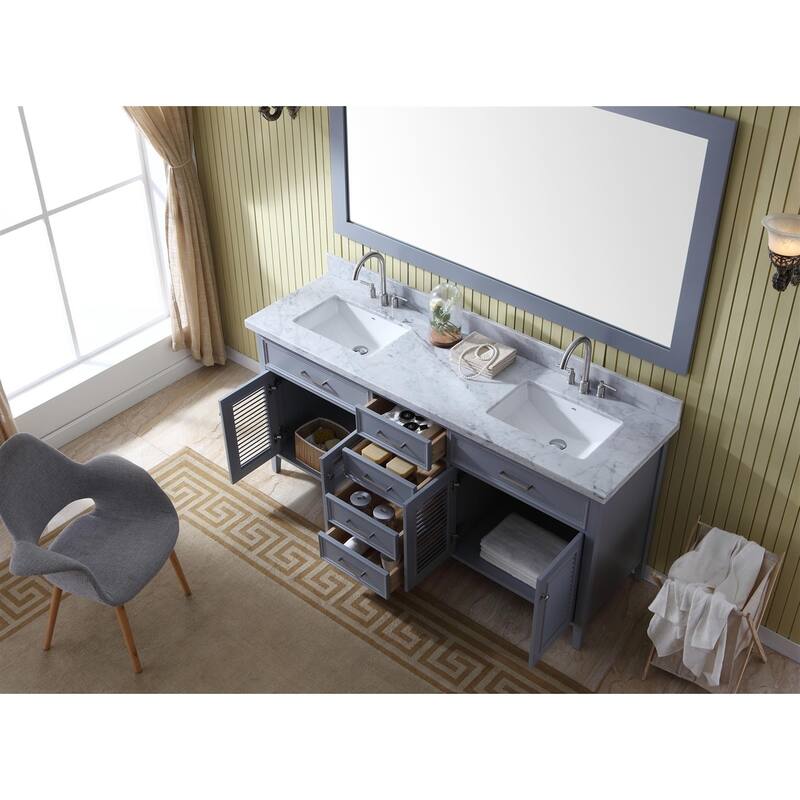 Ariel Kensington 73 In. Double Sink Vanity in Grey II