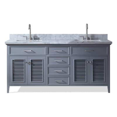 Ariel Kensington 73 In. Double Sink Vanity in Grey II