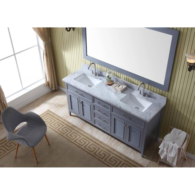 Ariel Kensington 73 In. Double Sink Vanity in Grey II