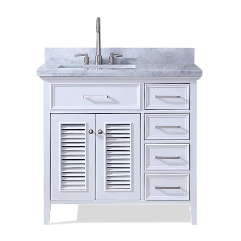 Ariel Kensington 37 In. Left Offset Single Sink Vanity in White