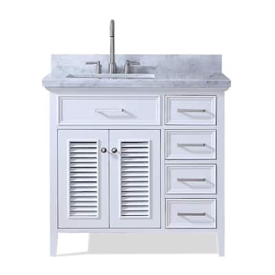 Ariel Kensington 37 In. Left Offset Single Sink Vanity in White