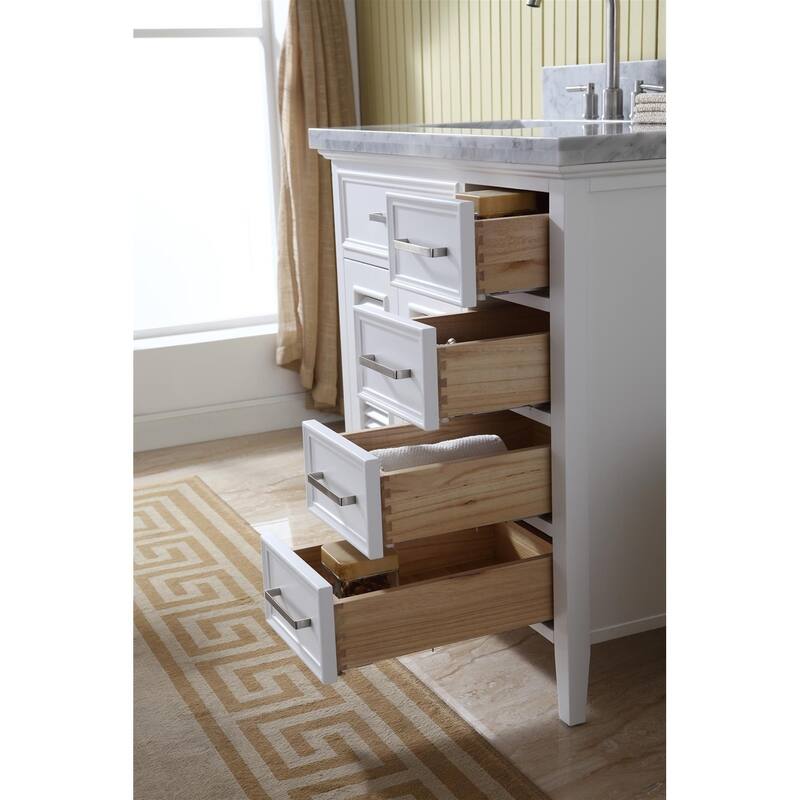 Ariel Kensington 37 In. Left Offset Single Sink Vanity in White
