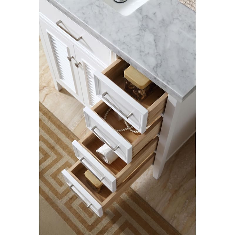 Ariel Kensington 37 In. Left Offset Single Sink Vanity in White