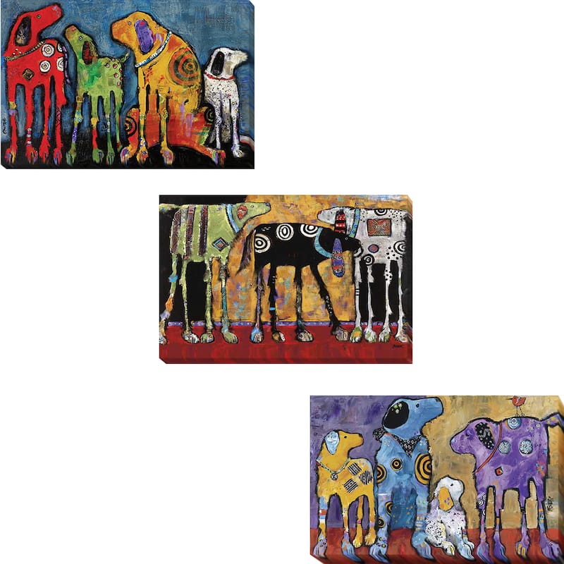 Best Friends, Looking for Trouble, and Cast of Characters by Jenny Foster 3-piece Gallery-Wrapped Canvas Giclee Art Set