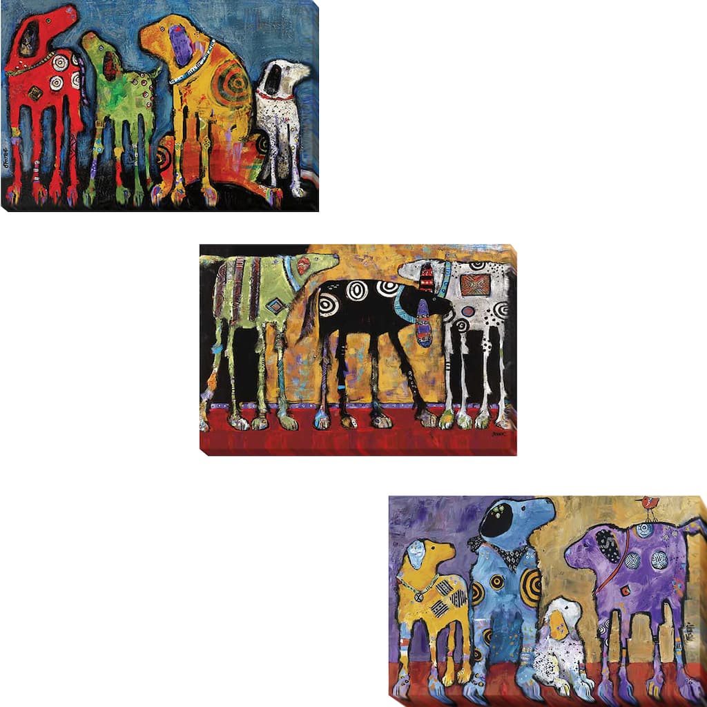 Best Friends, Looking for Trouble, and Cast of Characters by Jenny Foster 3-piece Gallery-Wrapped Canvas Giclee Art Set