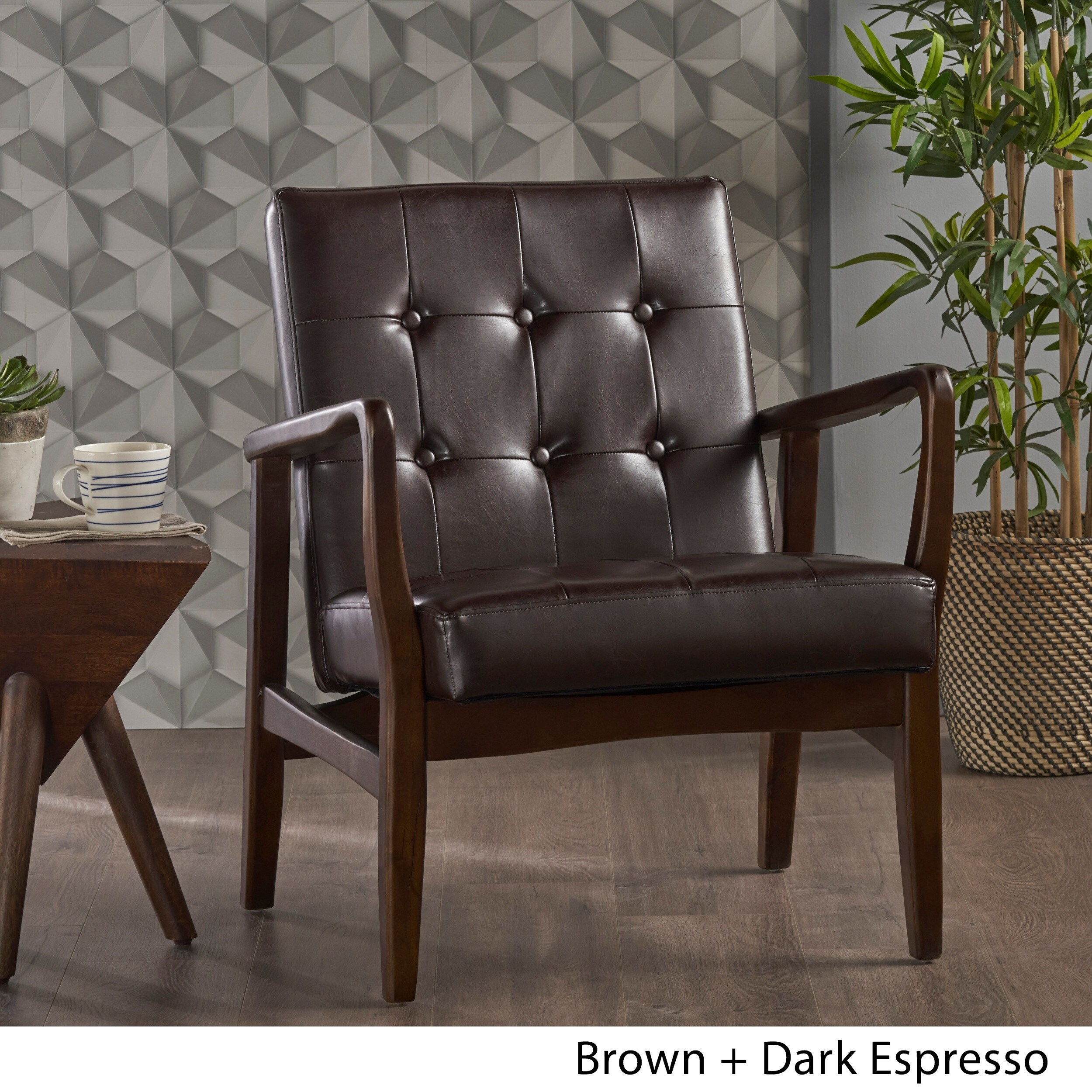 Marcola Mid Century Modern Faux Leather Club Chair With Wood Marcola Mid Century Modern Faux Leather