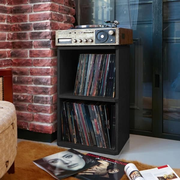 Shop Eco 2 Shelf Vinyl Lp Record Album Storage Cube Black Lifetime